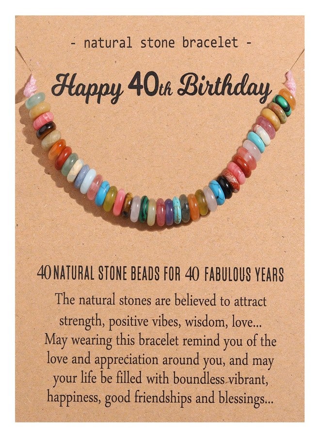 Korotho 40th Birthday Gifts Women Unique 40th Year Old Milestone Birthday Bracelets, Happy Turning 40th Bday Gift for Forty 40 Yr Old Women Friends Natural Crystal Beads Bracelet Jewelry for Her - Image 1